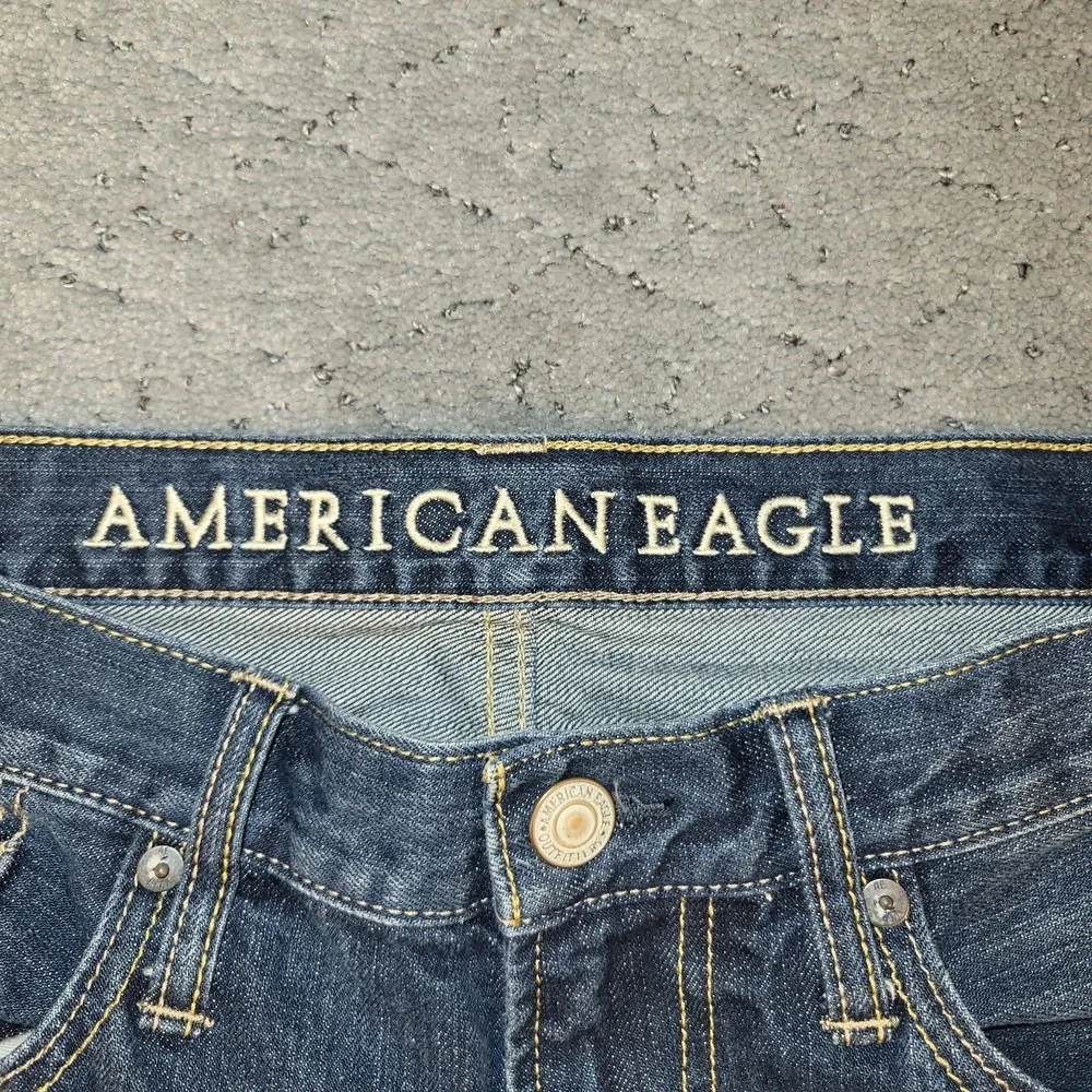 American Eagle Jeans Mens 33x32 Blue Relaxed Straight Mid Rise Dark Wash